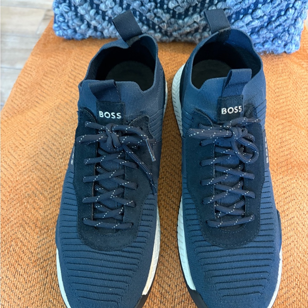 Hugo BOSS Titanium Running Trainers Navy Blue mens 13 46 - Picture 2 of 6